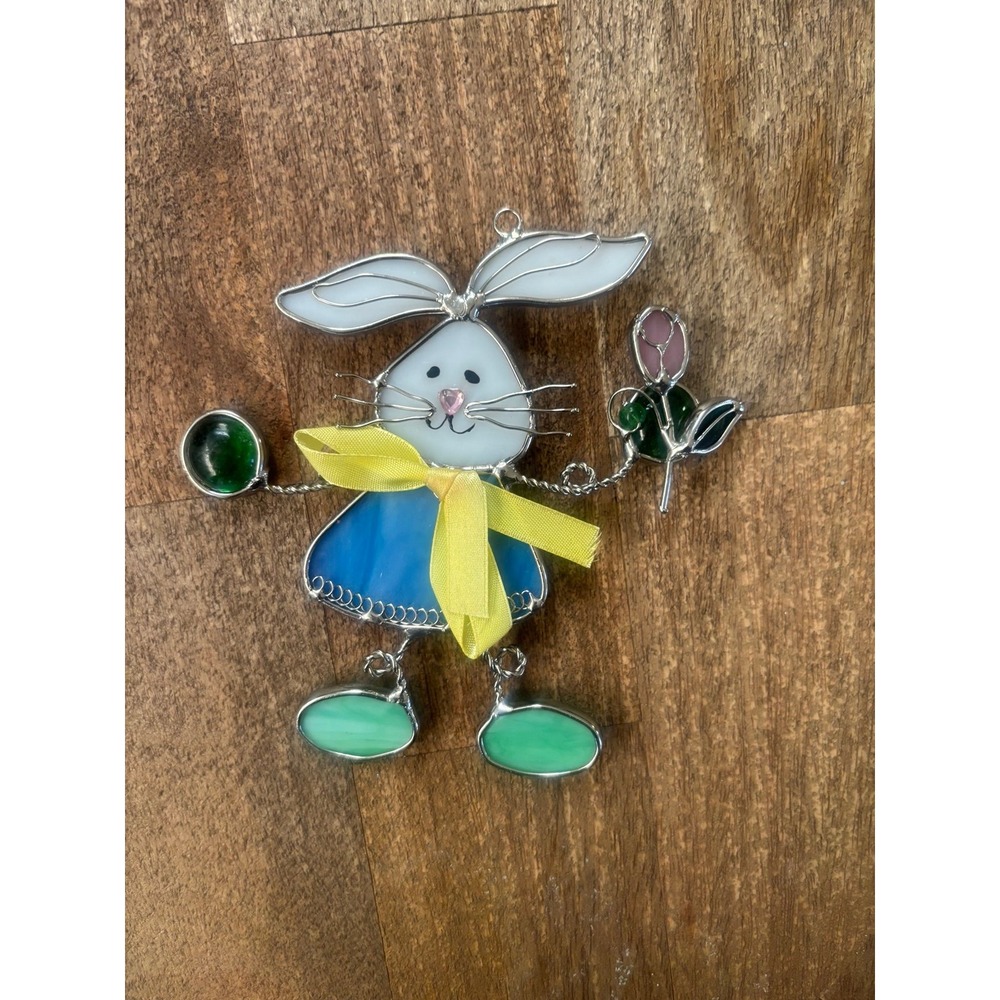 Vintage Stained‎ glass bunny-Hand made